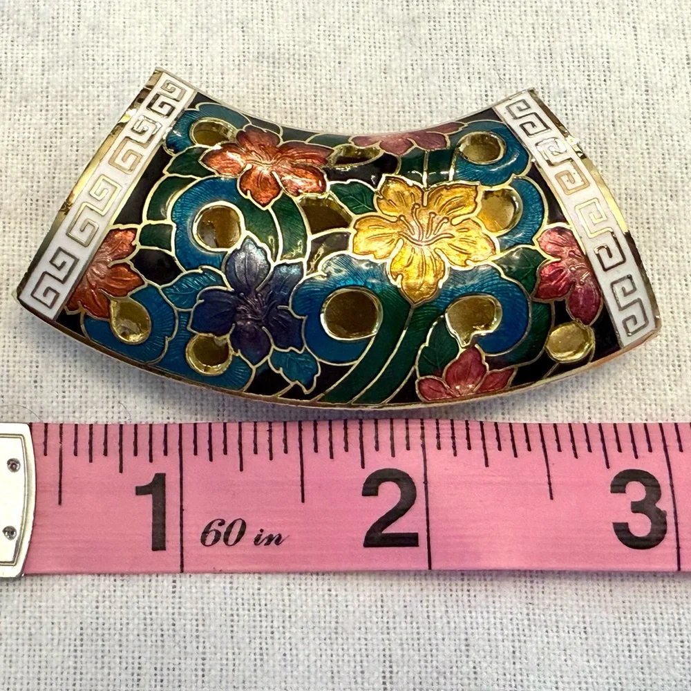 Multicolor Floral Cloisonné Collar Scarf Slide
